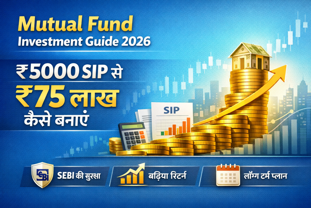 Mutual Fund Investment Guide 2026: SIP, Return, Safety पूरी जानकारी हिंदी में Mutual Fund Investment Guide 2026
₹5000 SIP se ₹75 Lakh Kaise Banaye