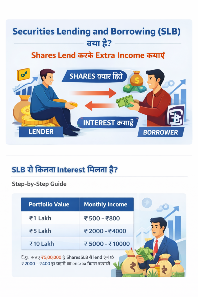 Securities Lending and Borrowing (SLB) क्या है? कैसे Activate करें और Interest से Passive Income कमाएं (2026 Complete Guide) Securities Lending and Borrowing SLB explained with example in India 2026
