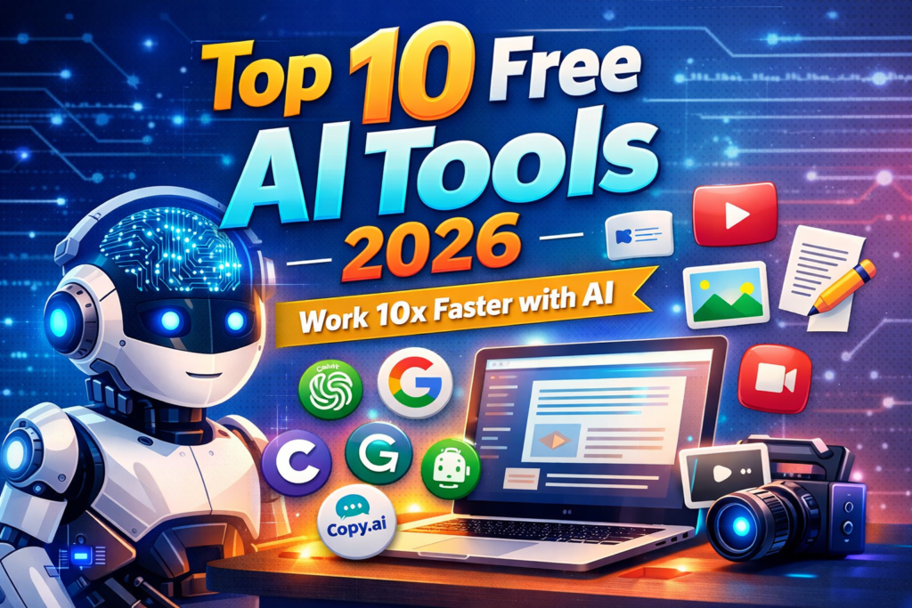 Top 10 Free AI Tools जो आपका काम 10x तेज करेंगे (2026 Guide)