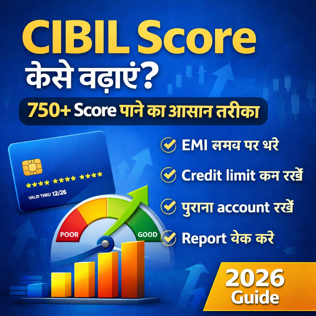 CIBIL Score कैसे बढ़ाएं 2026 –Low Score को 750+बनाने का आसान तरीका “CIBIL Score kaise badhaye 2026 Hindi tips EMI credit card aur loan se score improve ka tarika”