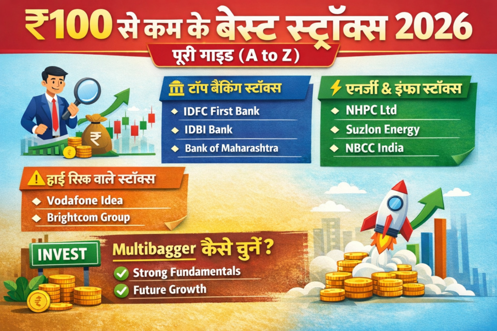 ₹100 से कम के बेस्ट स्टॉक्स 2026 की सूची और निवेश गाइड हिंदी में
Title: