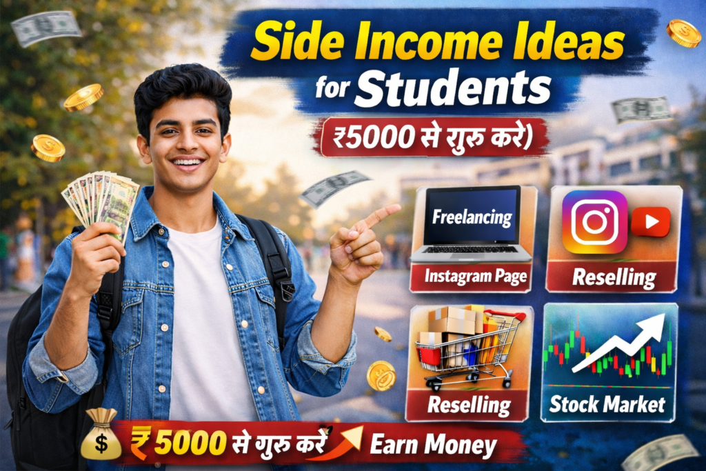 Side Income Ideas for Students (₹5000 से शुरू करें) “Side income ideas for students ₹5000 से शुरू करें thumbnail”