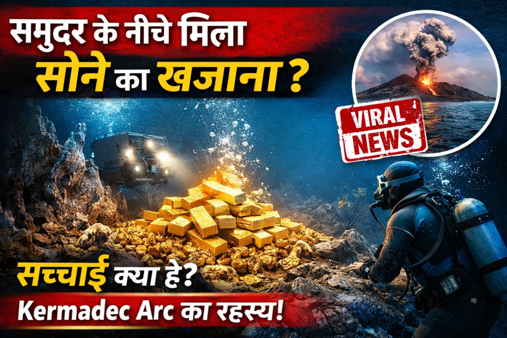 deep sea में gold deposit और diver के साथ viral news thumbnail image